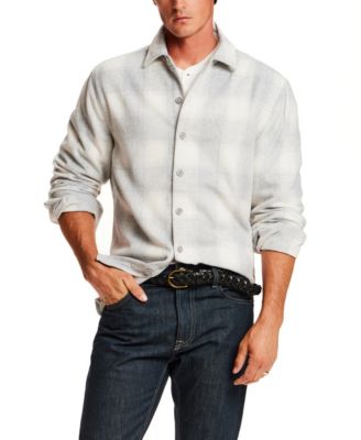Men's Brushed Plaid Faux-Wool Long-Sleeve Shirt
