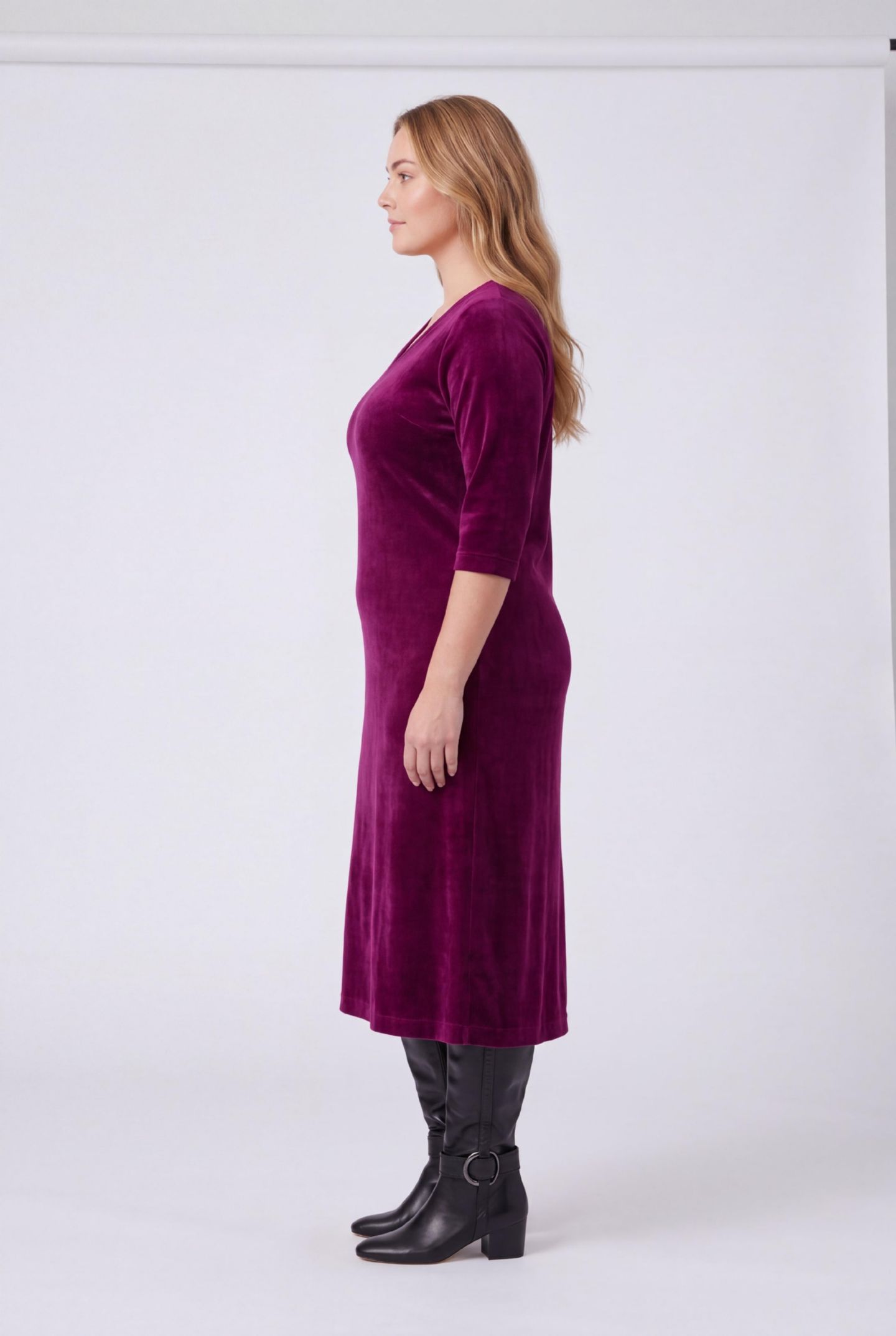 Женское платье Woman Within Within Pintuck Velour, цвет: Глубокий бордово-красный — фото 4