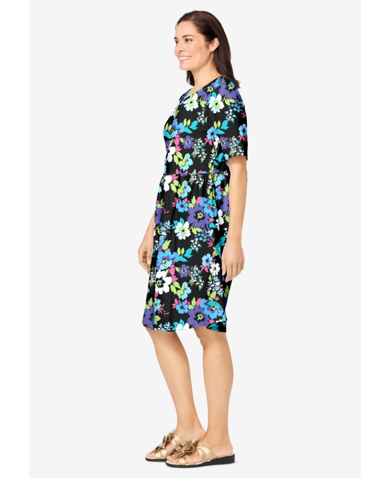 Plus Size Button-Front Short Essential Dress
