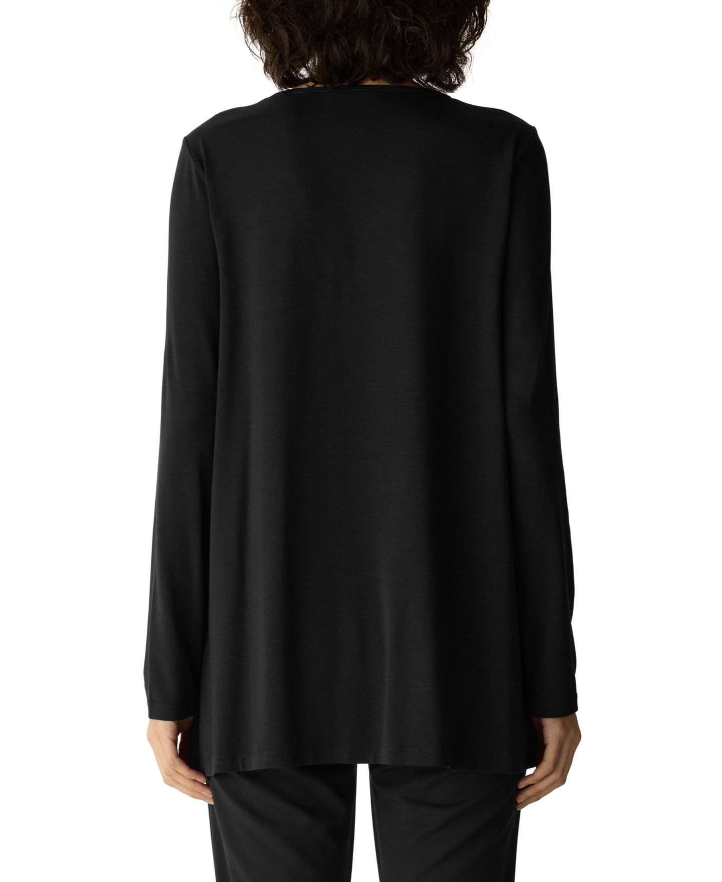 Женский топ Eileen Fisher Lyocell V-Neck Long-Sleeve Tunic, цвет: Чёрный — фото 4