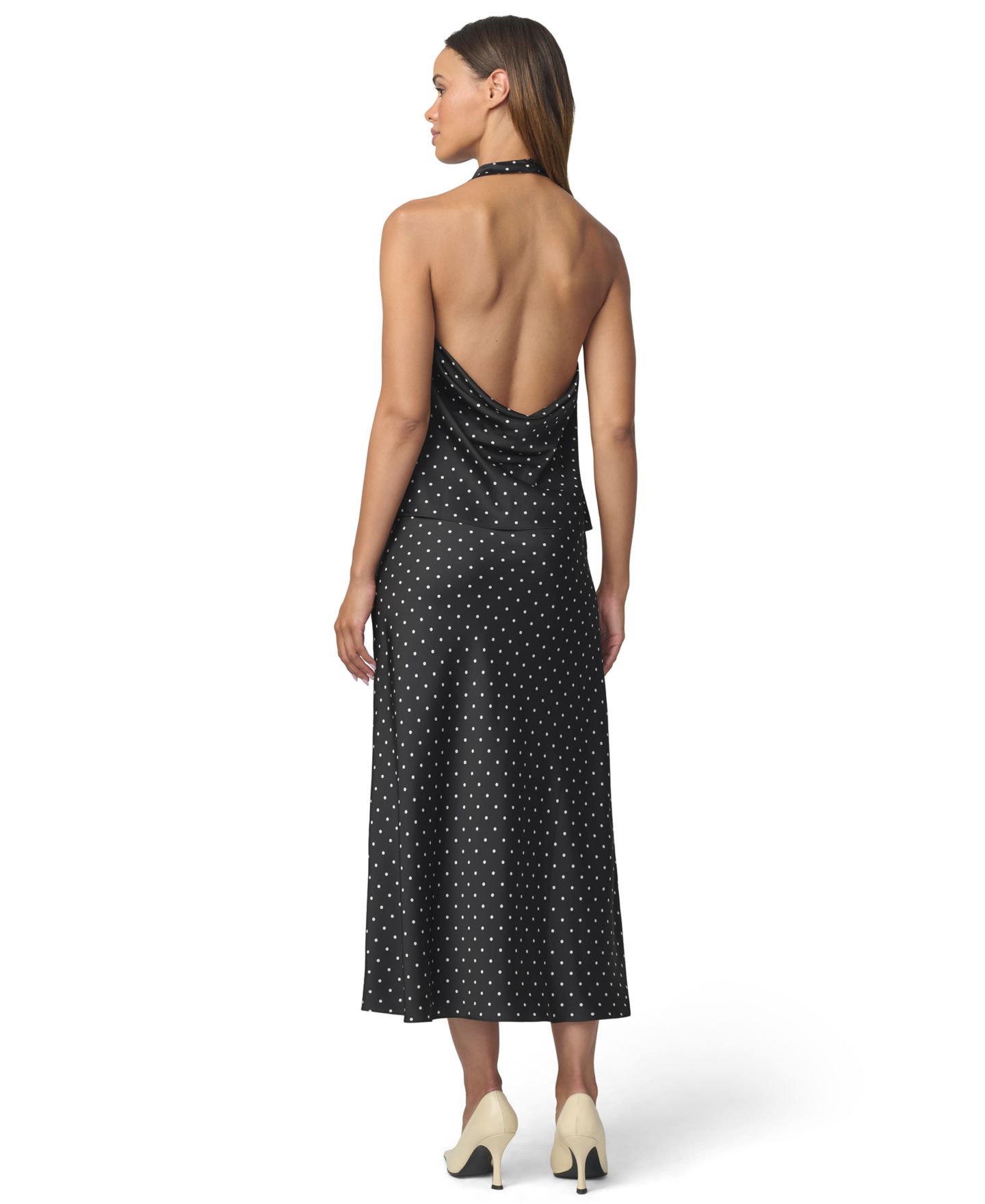 Женский топ Joe's Jeans Ines Polka-Dot Draped Halter, цвет: Чёрный в горошек — фото 7