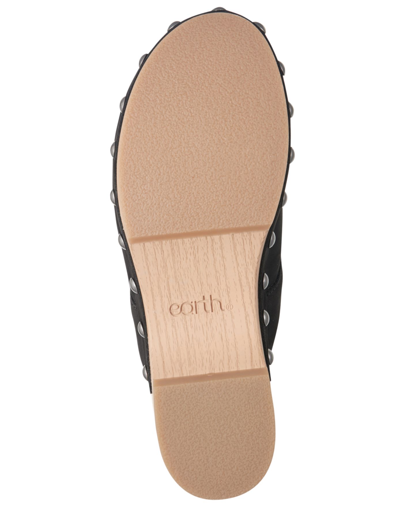 Женские сабо Earth Kimber Leather Studded Block Heel, цвет: Чёрный нубуковый — фото 5