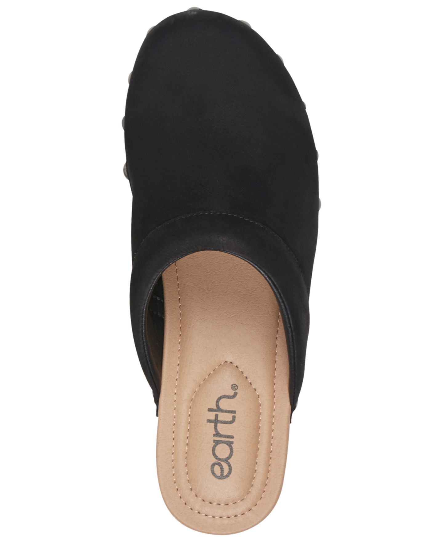 Женские сабо Earth Kimber Leather Studded Block Heel, цвет: Чёрный нубуковый — фото 4
