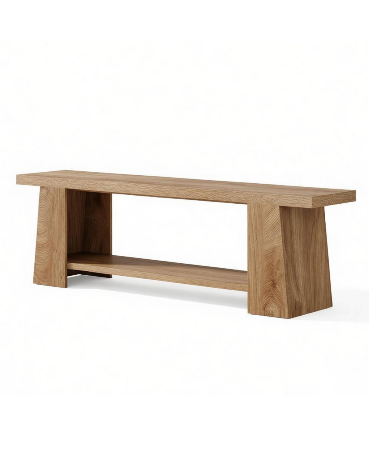 Slickblue Farmhouse Style Wooden Bench with Rustic Warm Wood Finish - Brown