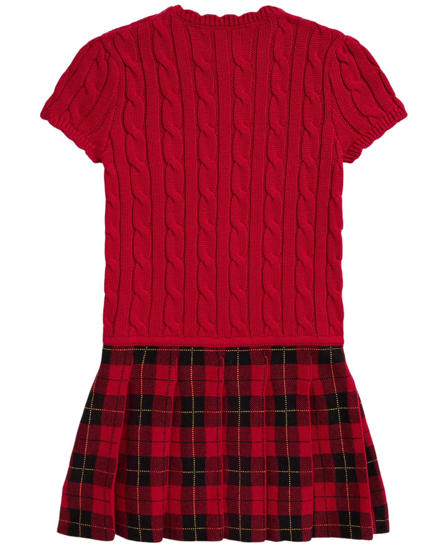 Платье Polo Ralph Lauren Plaid-Skirt Cotton Sweater Dress для девочек, цвет: Красный разноцветный — фото 2