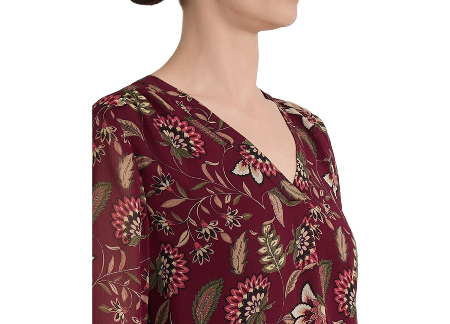 Plus Size Kelly Floral-Print V-Neck Flutter-Sleeve Blouse