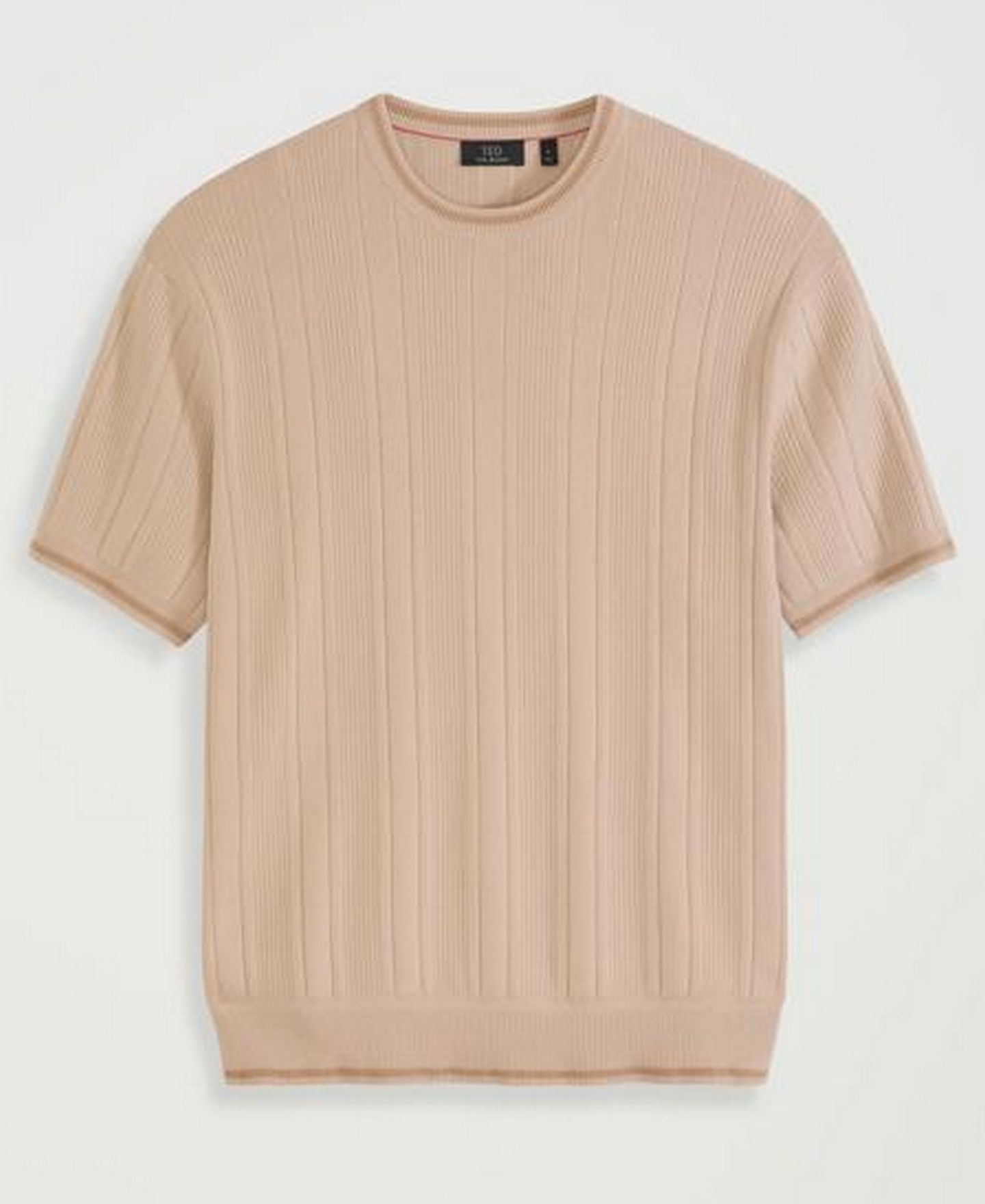 Мужской свитер Ted by Ted Baker Grosvenor Short-Sleeve Cotton Ribbed Crewneck, цвет: Бежевый — фото 5