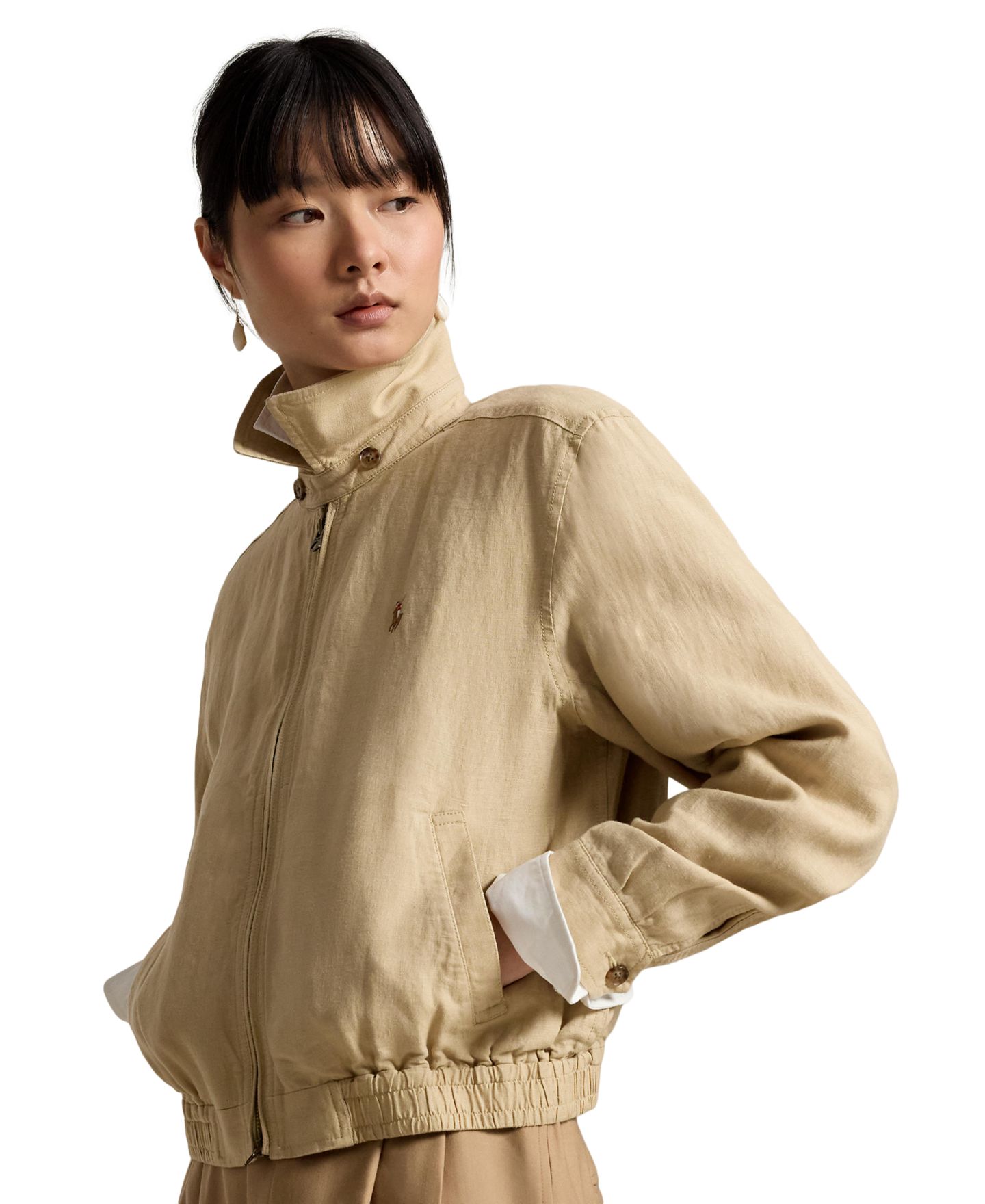 Женская куртка Polo Ralph Lauren Linen Windbreaker, цвет: Рыжевато-коричневый — фото 1