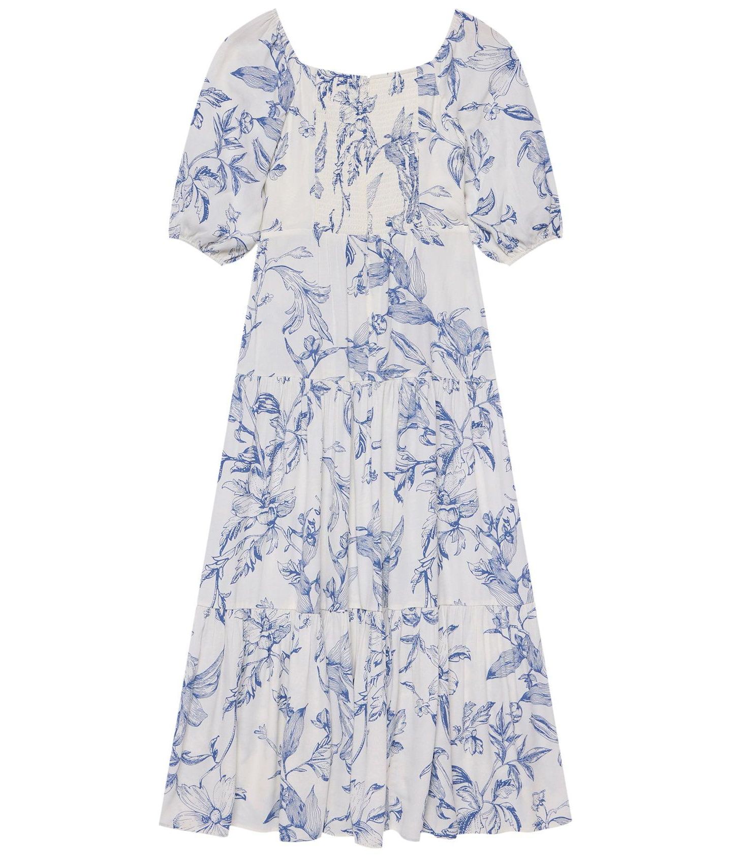 Женское платье Mint Velvet Floral-Print Dropped-Waist Short-Sleeve Maxi, цвет: Синий — фото 6