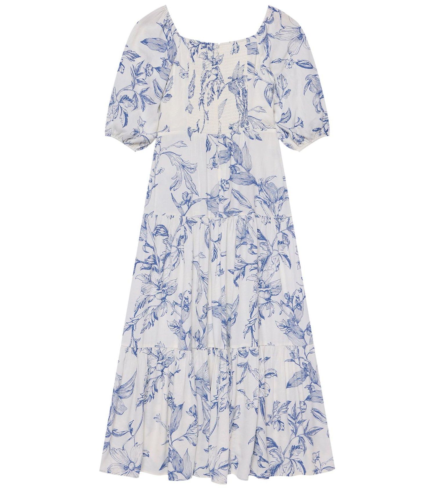 Women's Floral-Print Dropped-Waist Short-Sleeve Maxi Dress