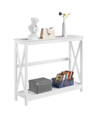 Design Console Table with Lower Shelf for Entryway Storage