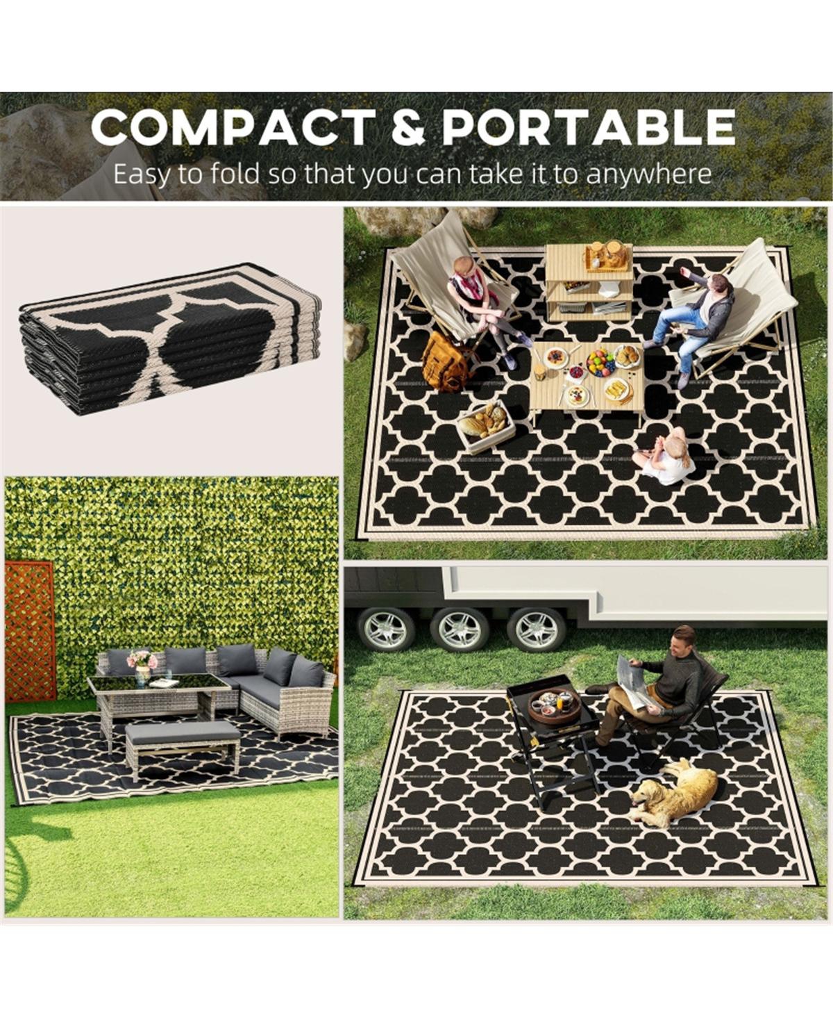 Sevorley Reversible Outdoor Camping Rug, Reversible Woven Design, Foldable Polypropylene Mat, 107.75" x 143.75"