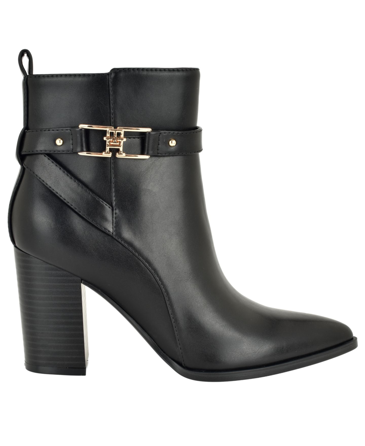 Женские ботинки Tommy Hilfiger Midna Pointed Toe Block Heel Buckle Dress Booties, цвет: Чёрный — фото 2
