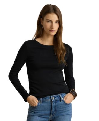 Cotton-Blend Long-Sleeve Top