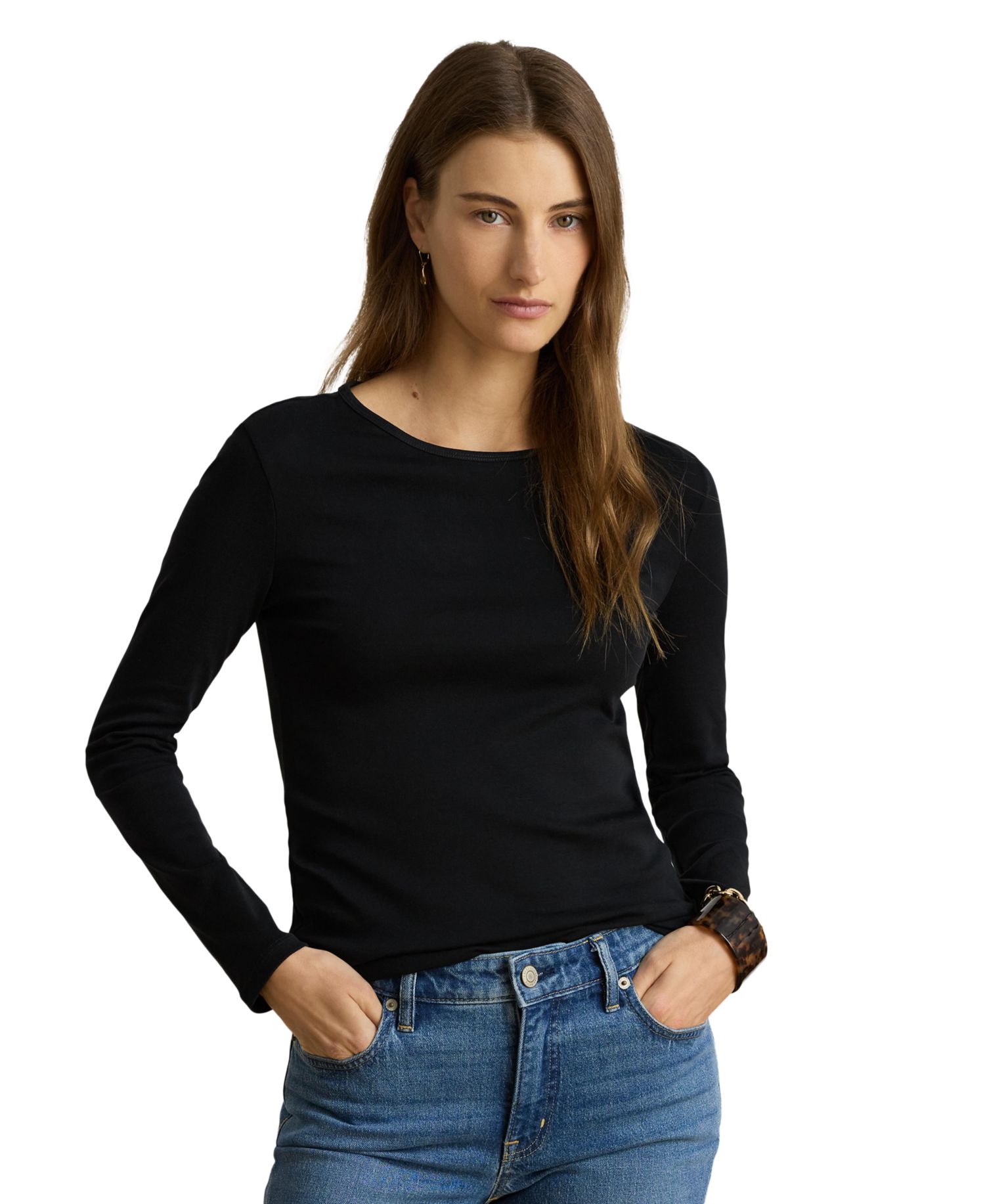 Cotton-Blend Long-Sleeve Top
