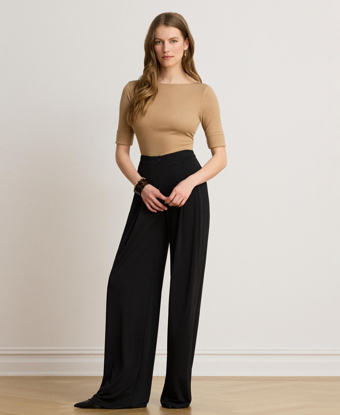 Женский топ Lauren Ralph Lauren Stretch Boatneck, цвет: Верблюжий — фото 3