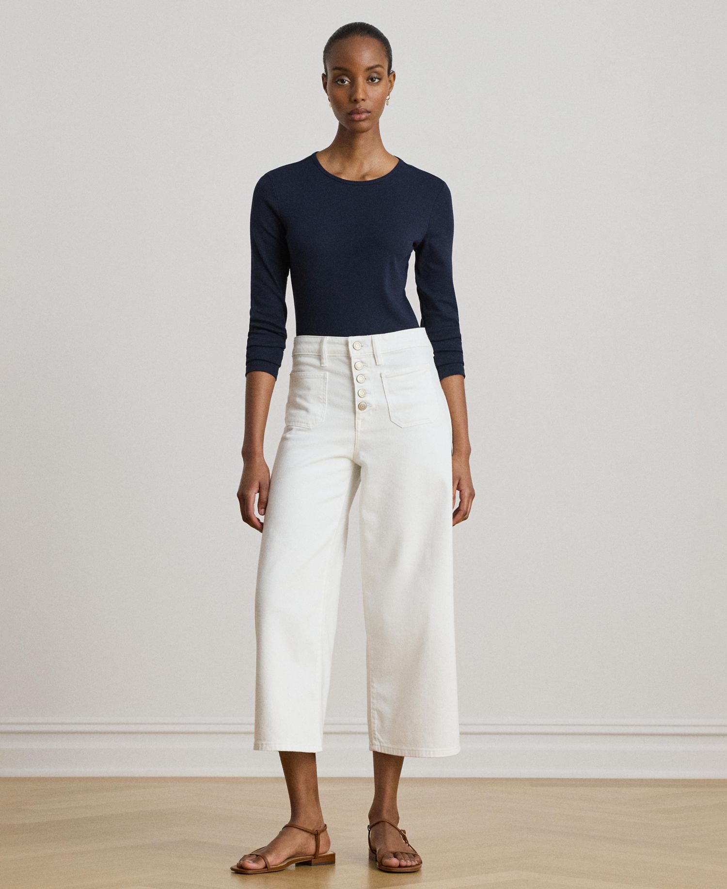 Cotton-Blend Long-Sleeve Top