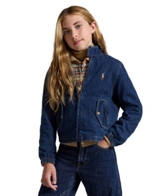 Girls' 7-16 Indigo Mock Neck Denim Jacket