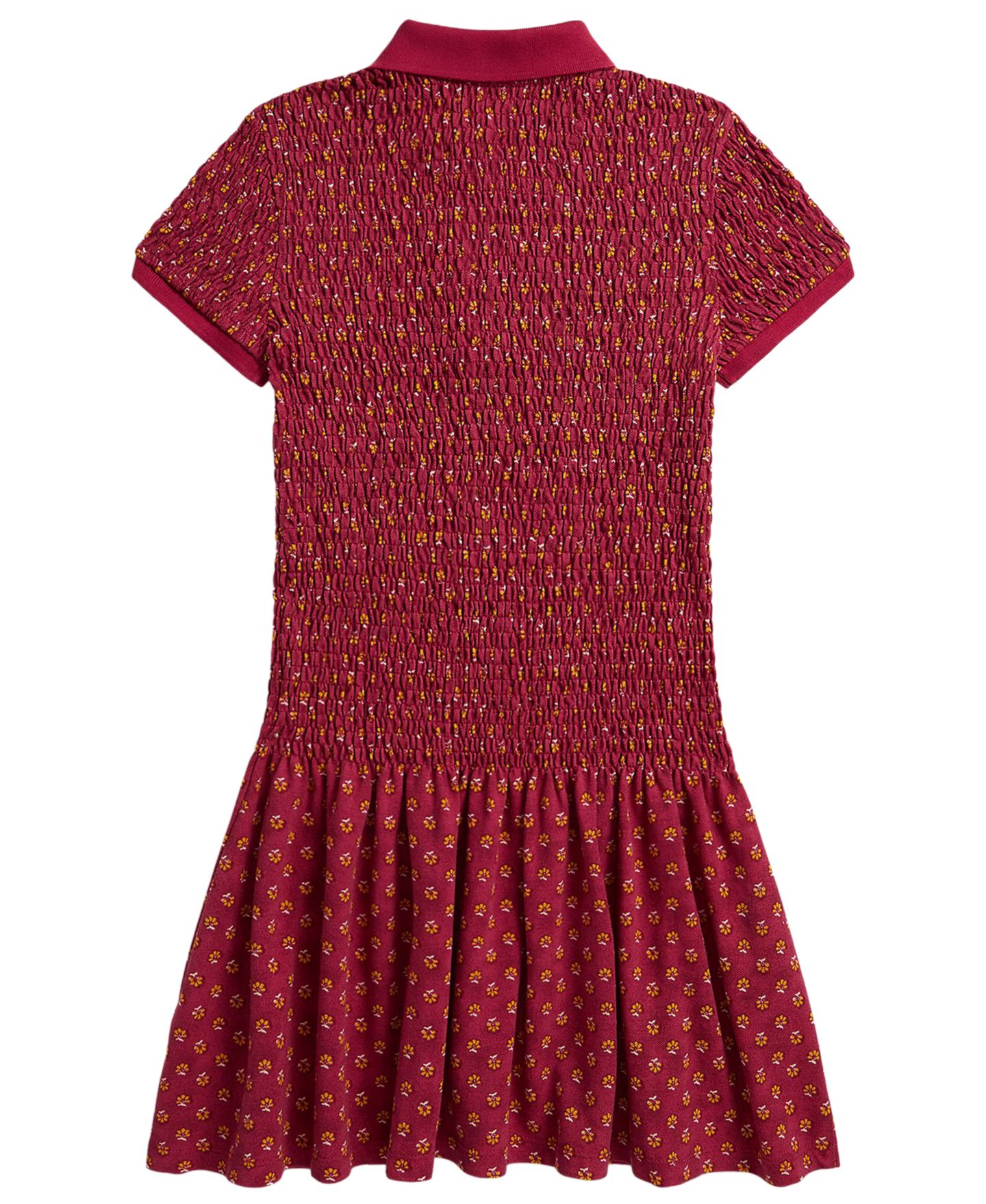 Платье Polo Ralph Lauren Floral Smocked Stretch Mesh Polo Dress для девочек, цвет: Bayberry Woodblock — фото 2
