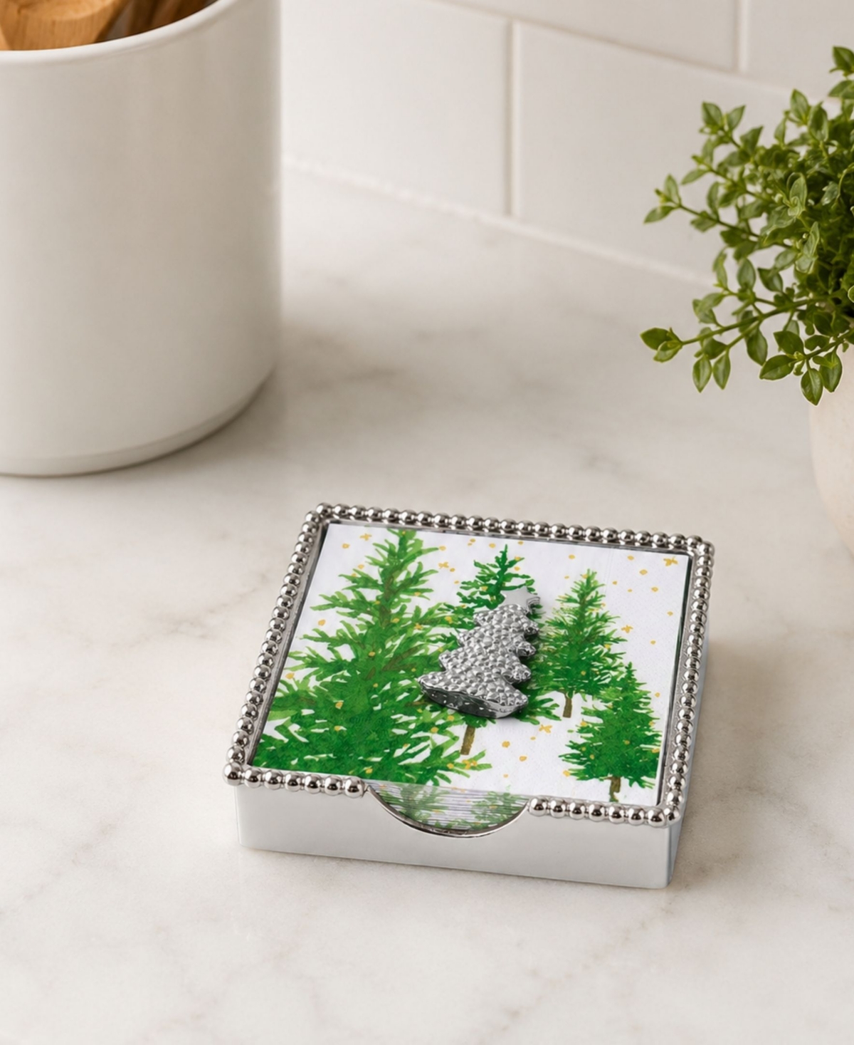 Mariposa Dotty Tree Beaded Napkin Box Set