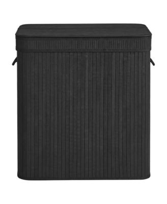 Bamboo Laundry Basket, Removable Bag with Lid and Handles, Machine Washable, Laundry Room, 39.6 Gallons