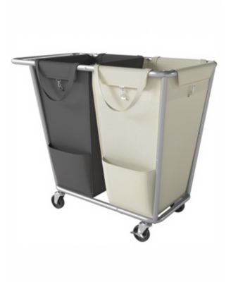 190L Double Laundry Hamper with Wheels, 2 Section Laundry Sorter, 30.5 x 16.1 x 31.9 Inches