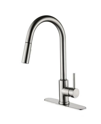 Single Handle High Arc Pull-Down Kitchen Faucet, Stainless Steel with 2-Function Sprayer and 360degree(s) Swivel