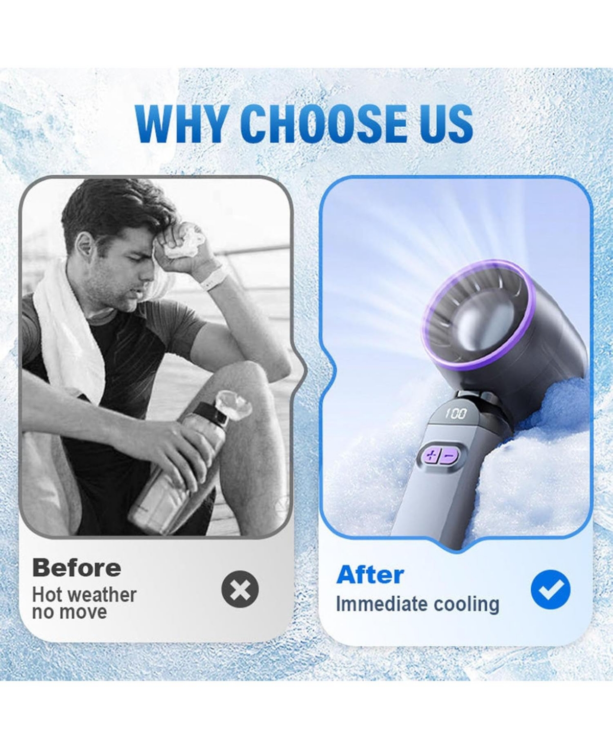 Gaiatop Handheld Turbo Fan, 100-Speed Portable Mini Fan with 12800 Rpm Strong Airflow, Usb-c Rechargeable Personal Fan for Travel, Camping.