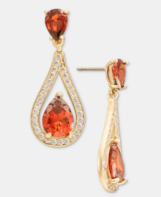 Cubic Zirconia Openwork Pear-Shaped Dangle Earrings