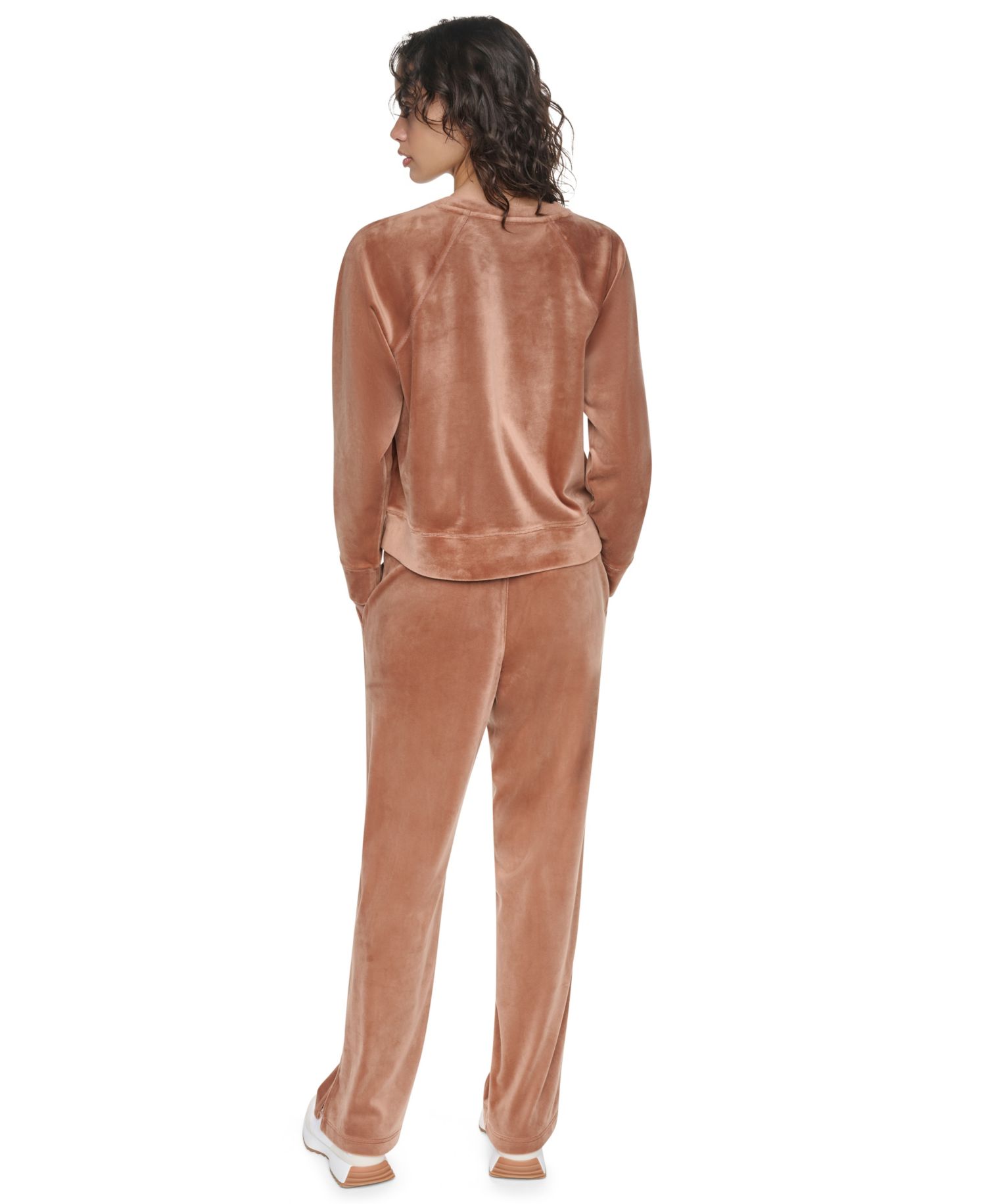 Women's Mid-Rise Super-Soft Velour Wide-Leg Track Pants
