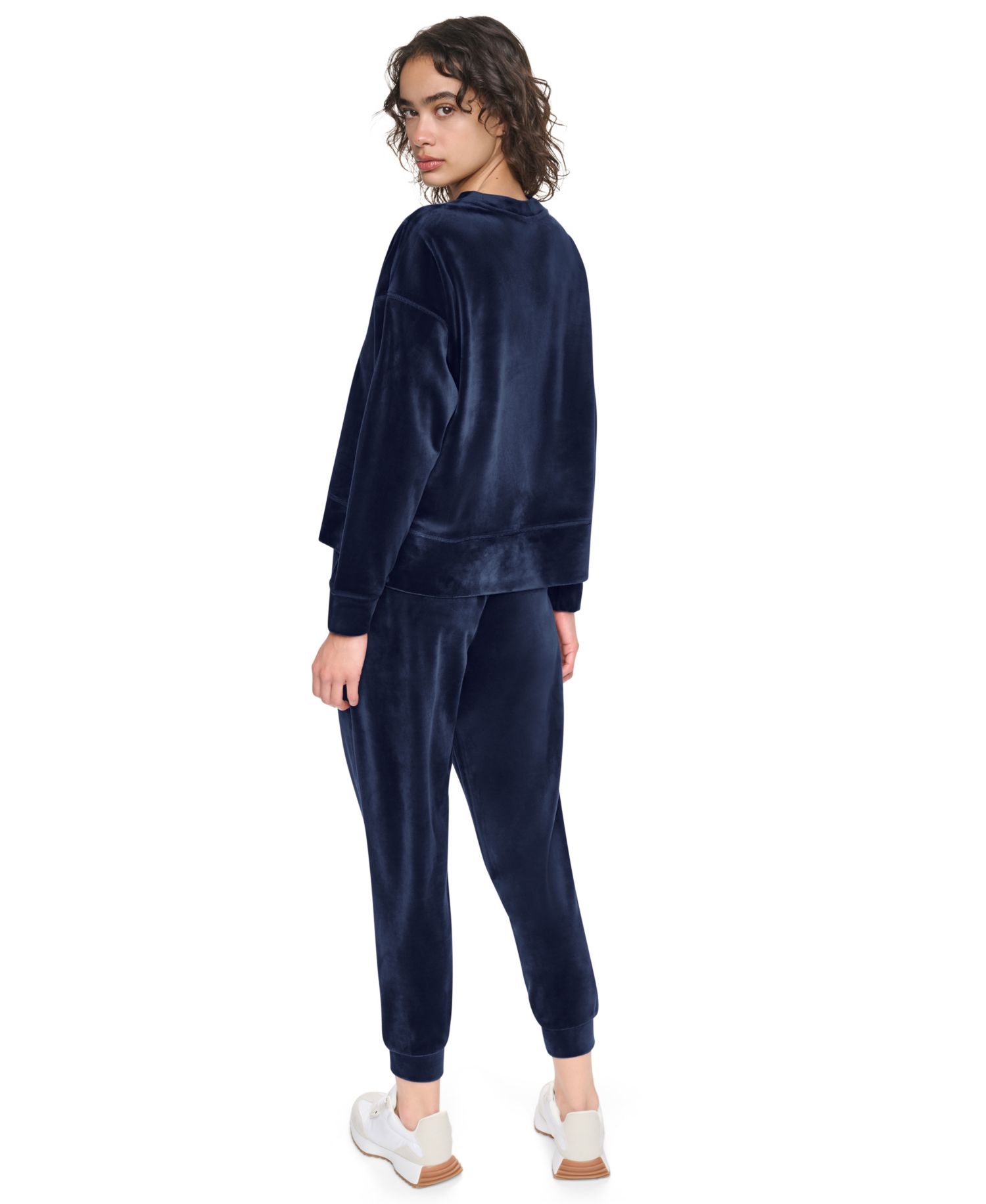 Women's Mid-Rise Super-Soft Velour Rhinestone Logo Jogger