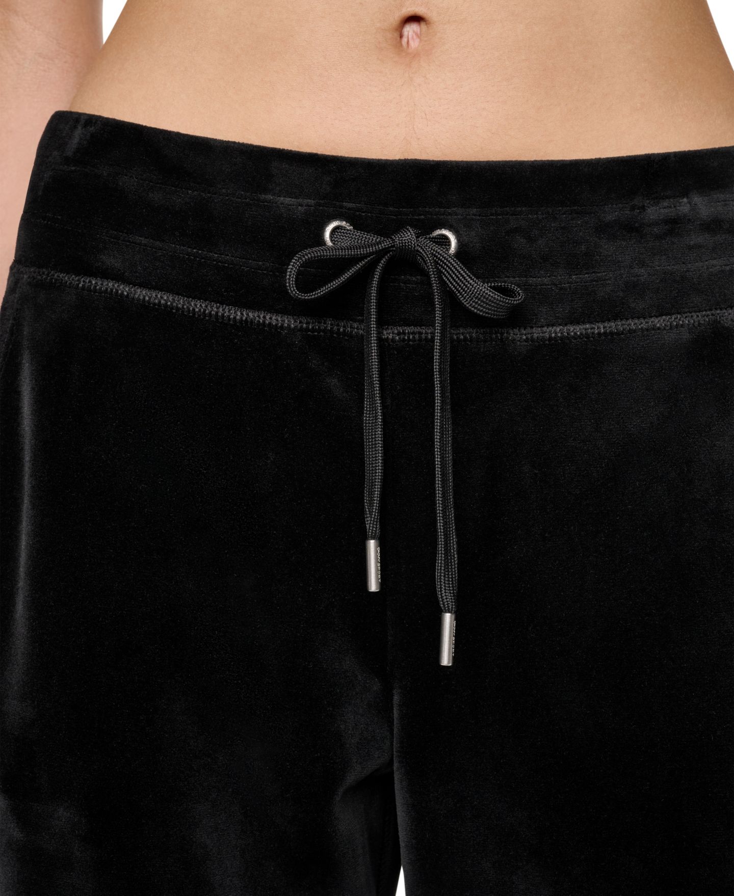 Женские брюки DKNY Sport Mid-Rise Super-Soft Velour Wide-Leg Track Pants, цвет: Чёрный — фото 6