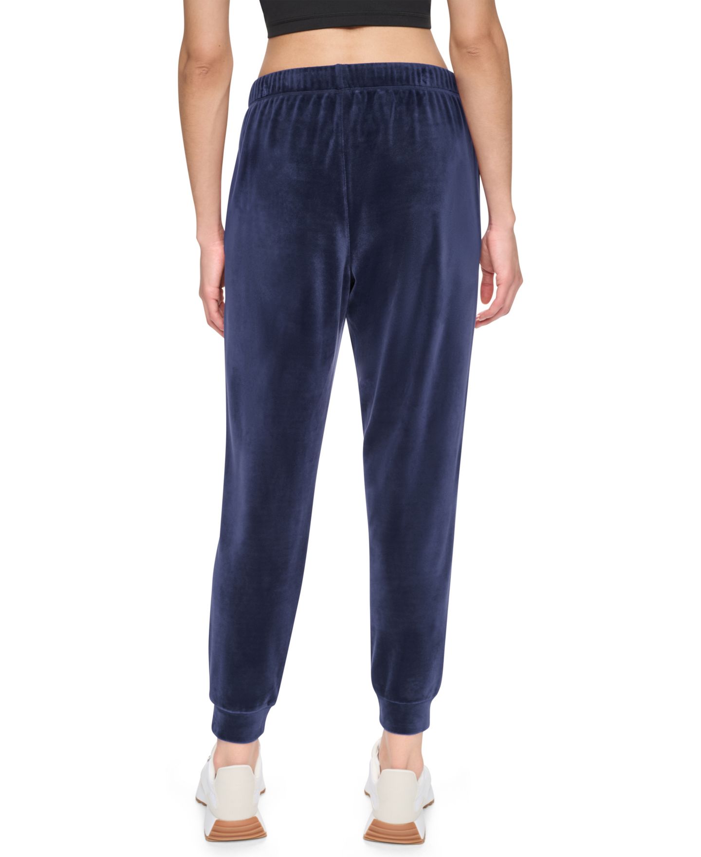 Женские брюки DKNY Sport Mid-Rise Super-Soft Velour Rhinestone Logo Jogger, цвет: Чёрный — фото 15