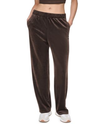 Women's High-Rise Ribbed Super-Soft Velour Straight Leg Pants