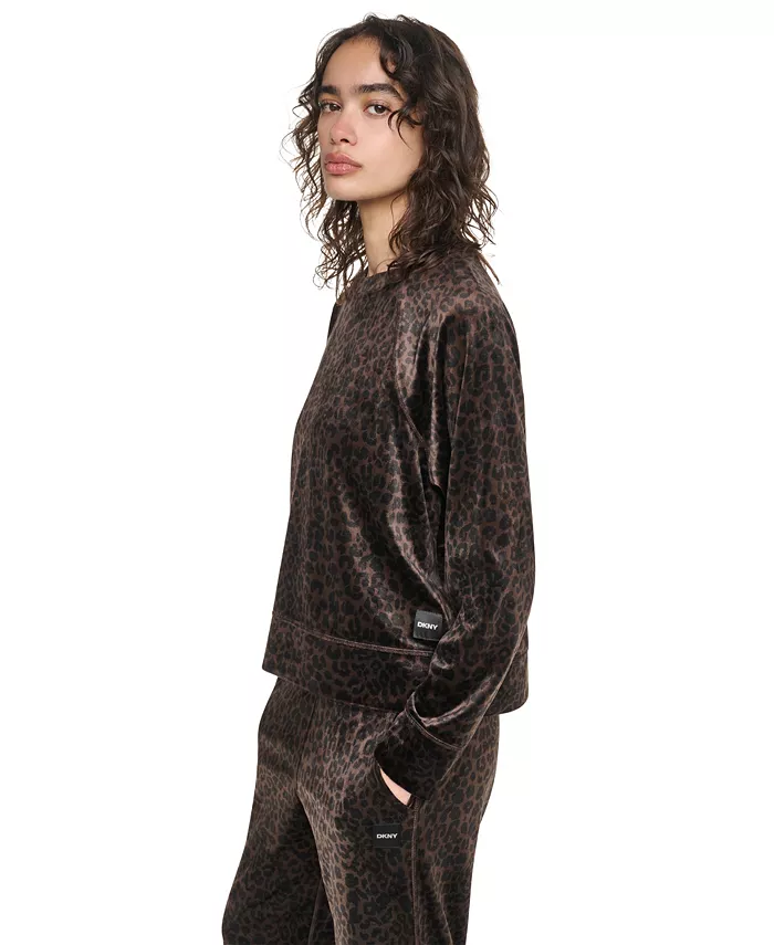 Women's Leopard-Print Super-Soft Velour Raglan Pullover Top - thumbnail 7