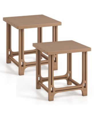 Set of 2 18.5 in Slatted Adirondack Side Tables, Each Holds 315 lbs