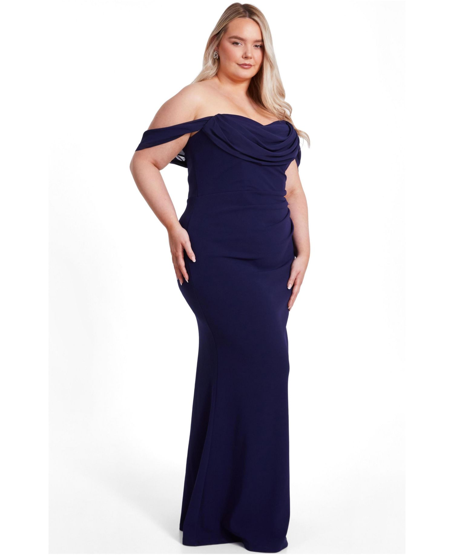 Women's Plus Size Chiffon Bardot Maxi Dress