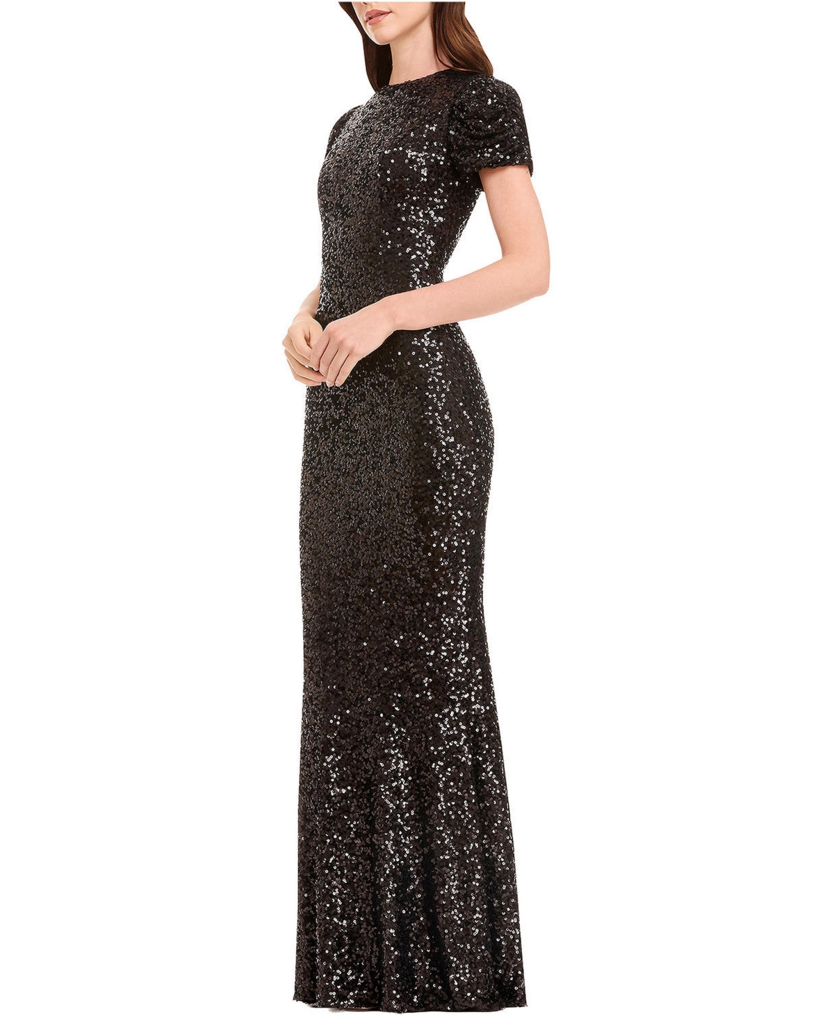 Dress The Population Women's Kenzie Short Sleeve Sequin Mermaid Gown
