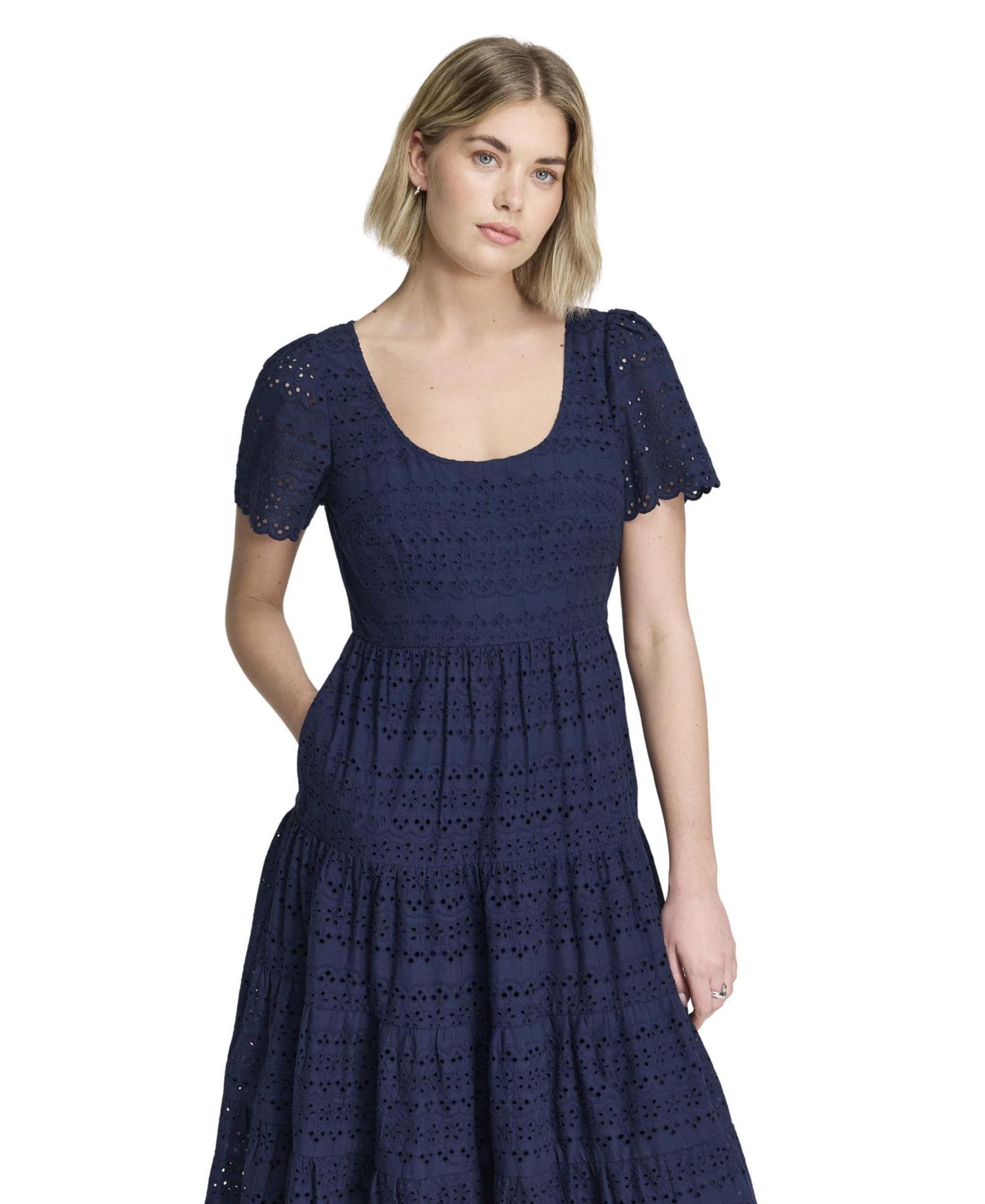 Women's Jemma Tiered Scoop Neck Short-Sleeve Midi Dress