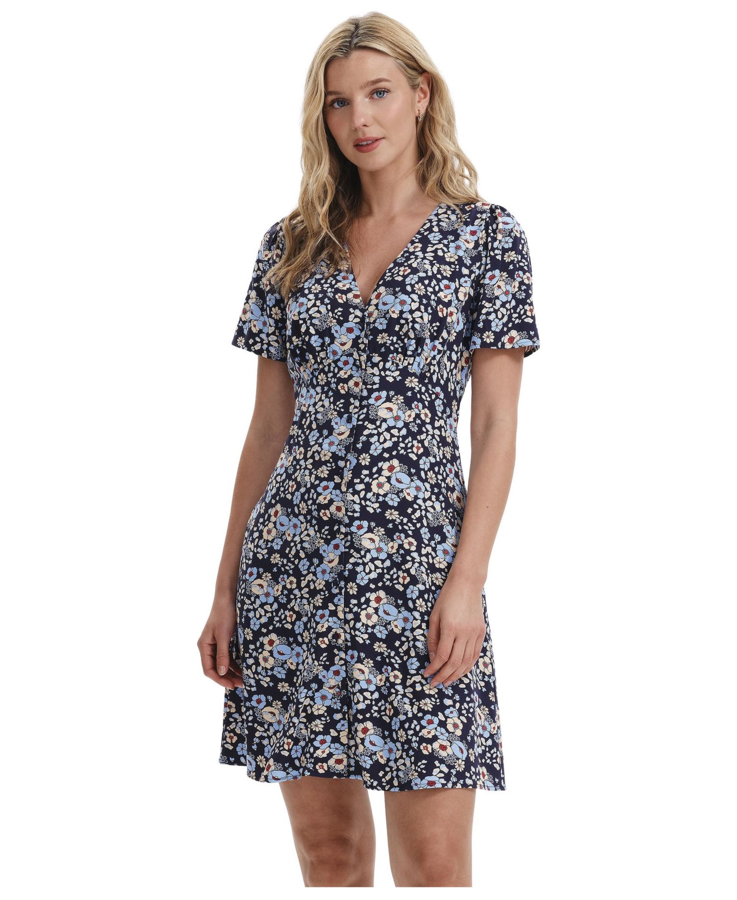 Women's Orlagh V-Neck Short-Sleeve Floral-Print Dress
