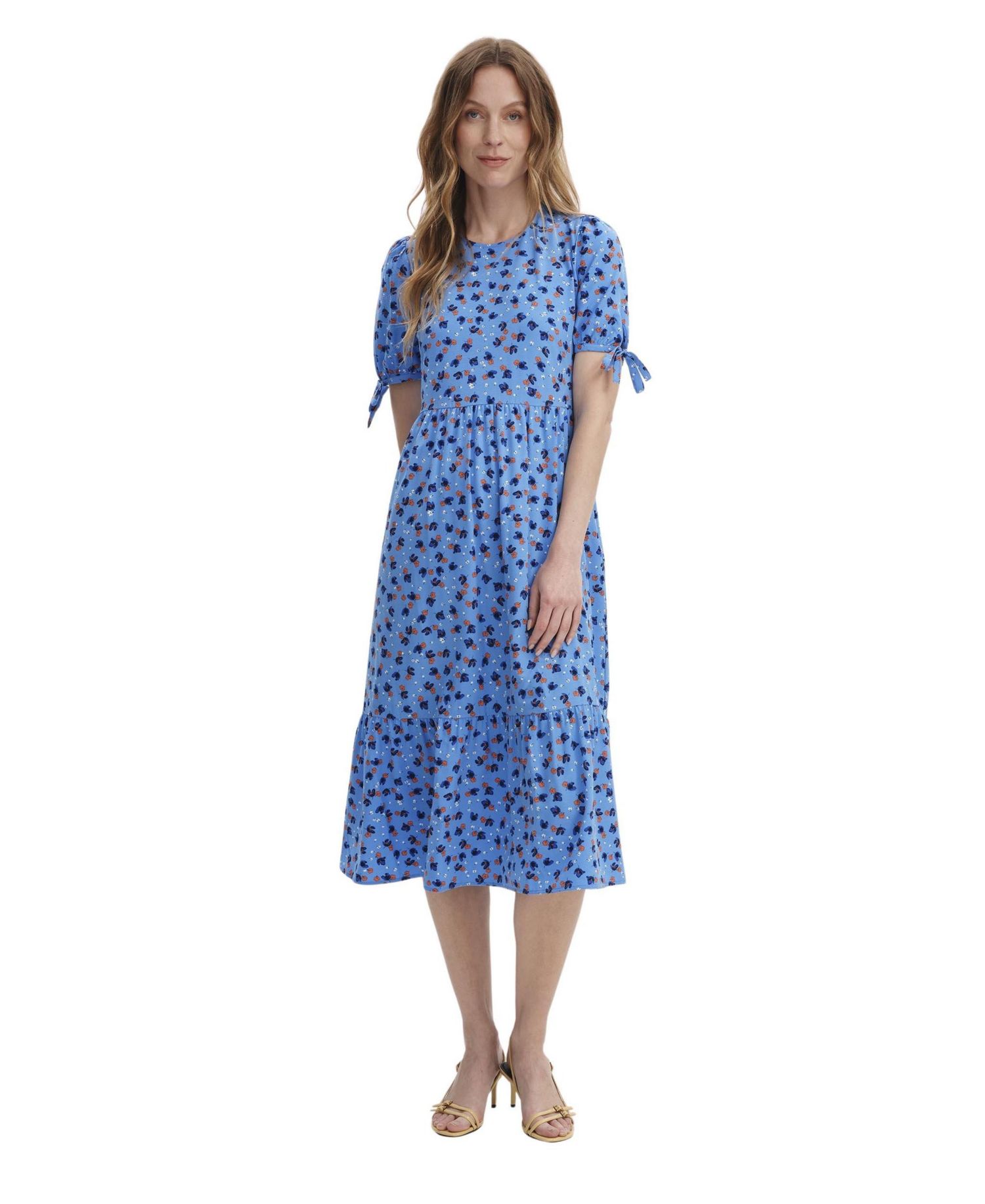 Women's Jessa Tiered Short Sleeve Floral-Print Midi Dress