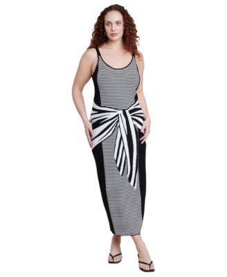 Women's Plus Size Scarf-Print Fitted Knit Maxi Dress