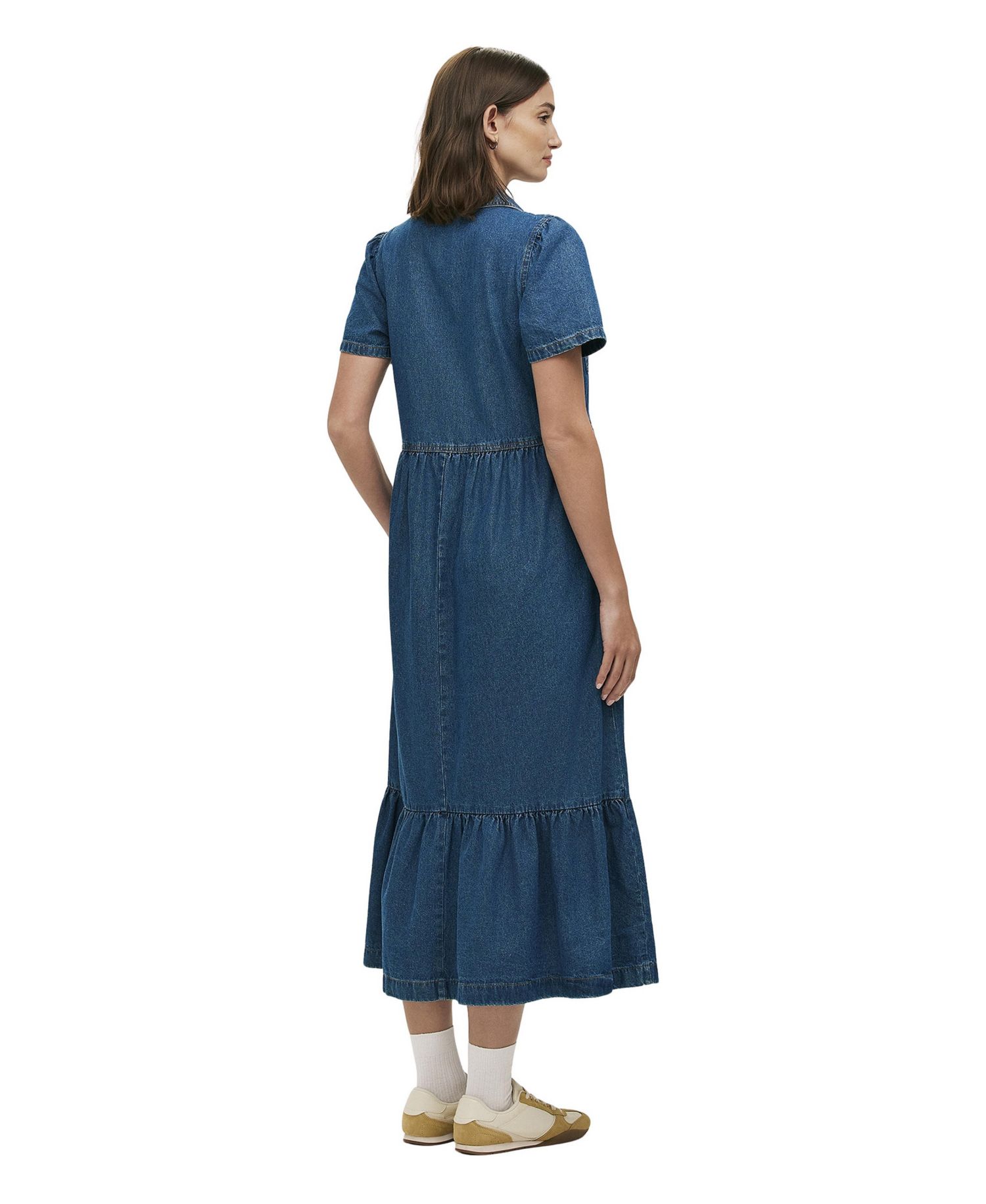 Women's Tania Denim Tiered Collared Midi Dress