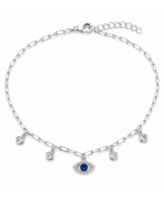 Blue Evil Eye Crystal Station Anklet 