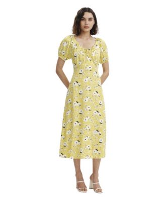 Women's Jada Puff-Sleeve Scoop-Neck Midi Dress