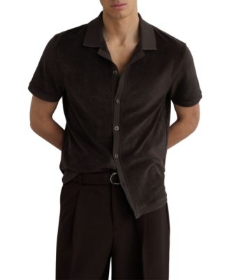 Men's Eden Cuban-Collar Short-Sleeve Cotton-Blend Towelling Shirt