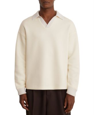 Men's Beaton Premium Interlock Cotton-Blend Dropped-Shoulder Open-Collar Sweatshirt