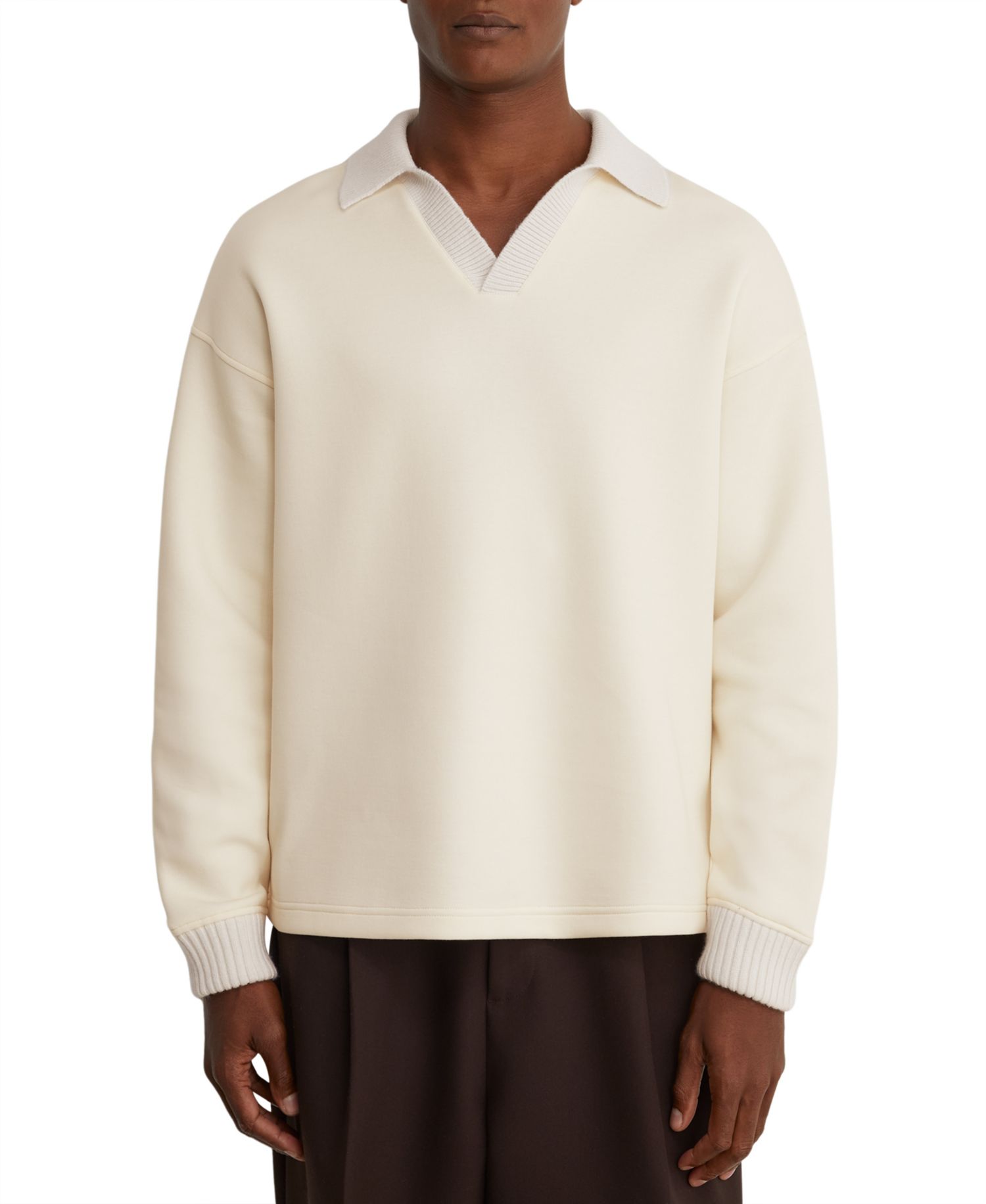 Men's Beaton Premium Interlock Cotton-Blend Dropped-Shoulder Open-Collar Sweatshirt