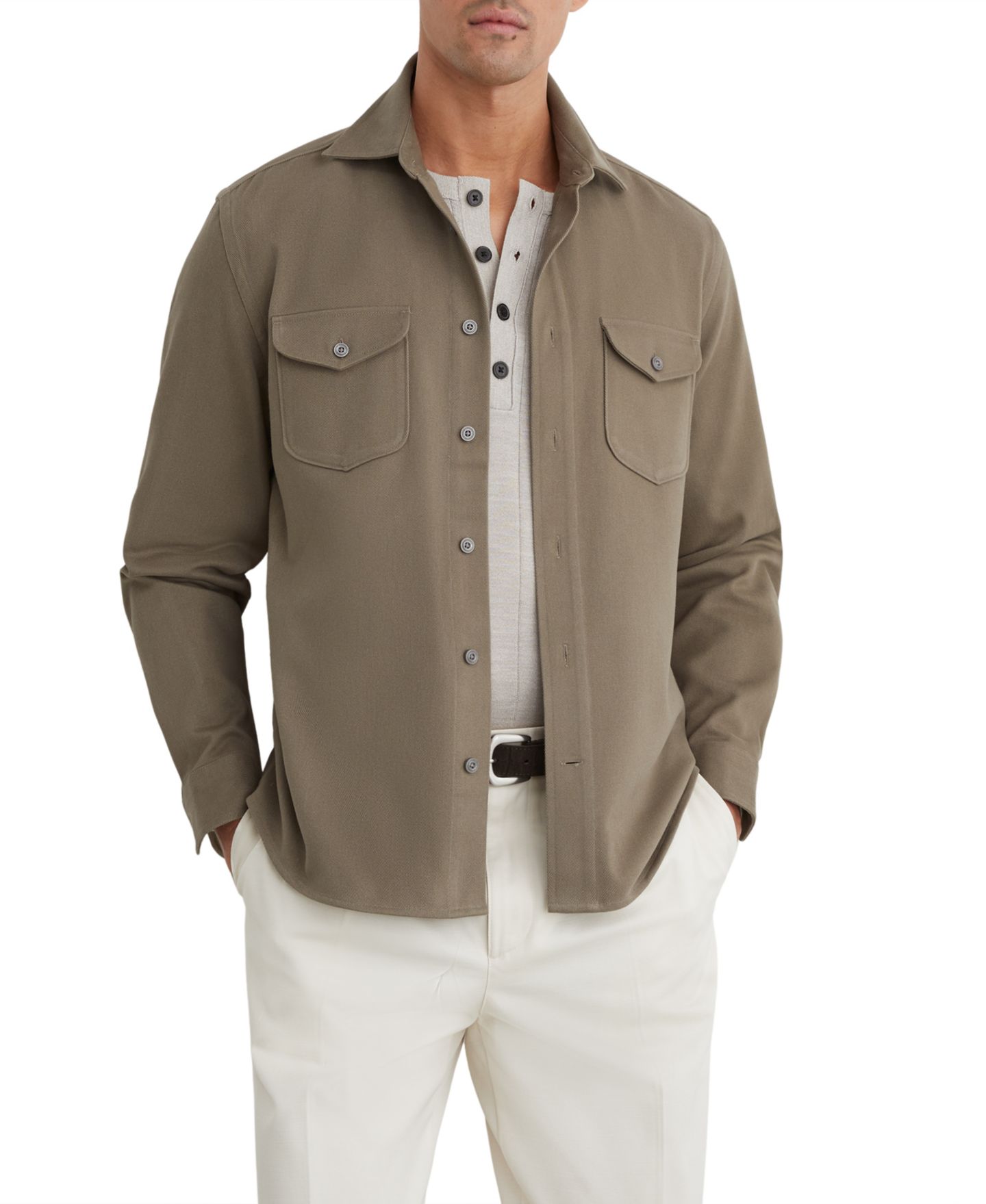 Мужская рубашка REISS Astra Long-Sleeve Cotton-Twill Regular-Fit — фото 1
