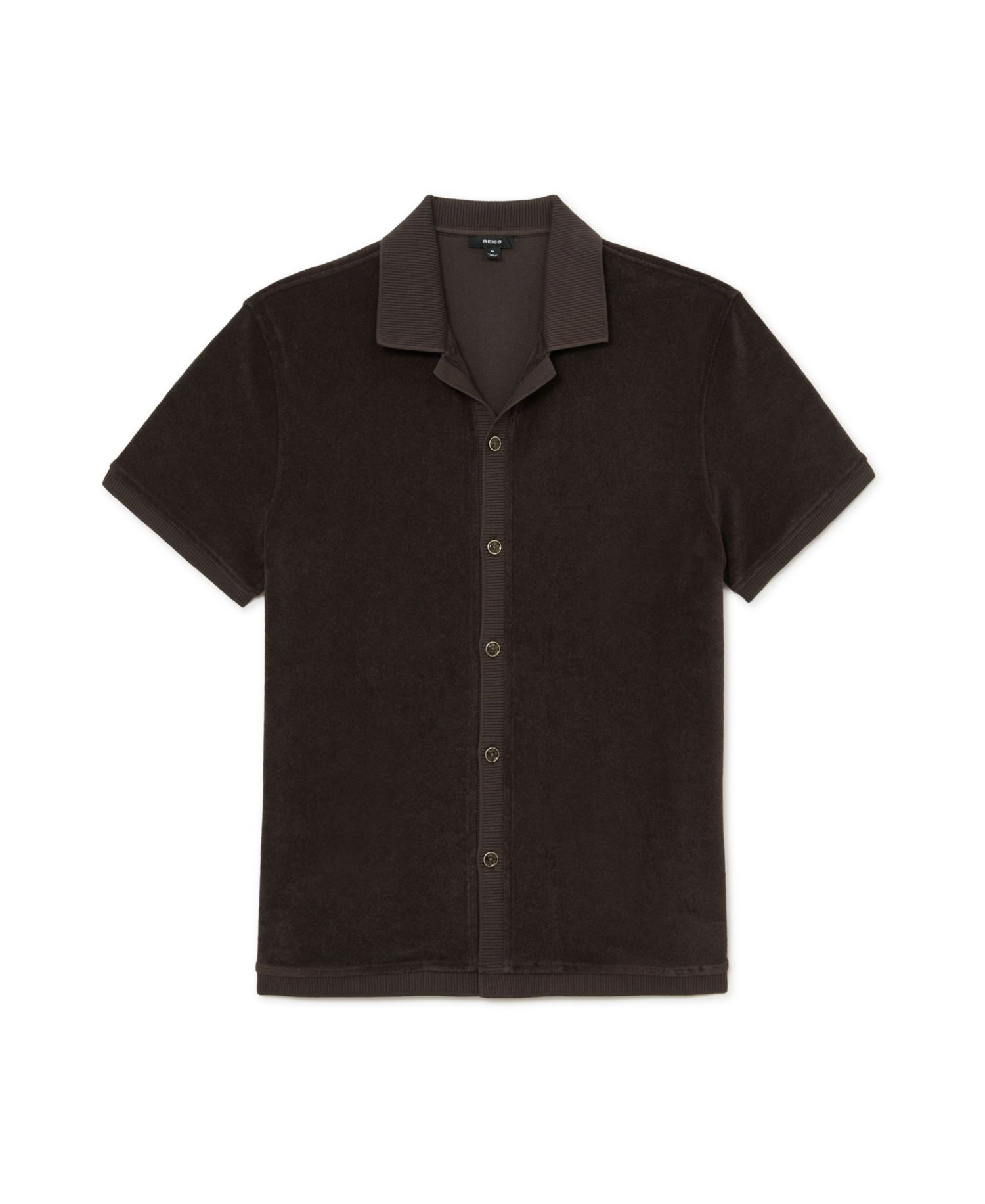 Men's Eden Cuban-Collar Short-Sleeve Cotton-Blend Towelling Shirt